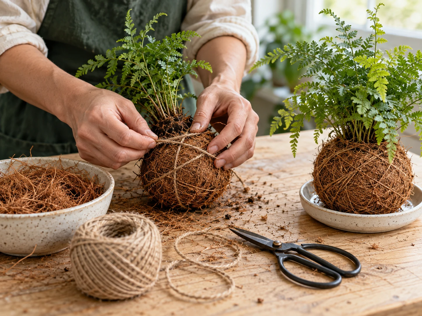 Illustrative hands-on coconut fibre wrapping activity